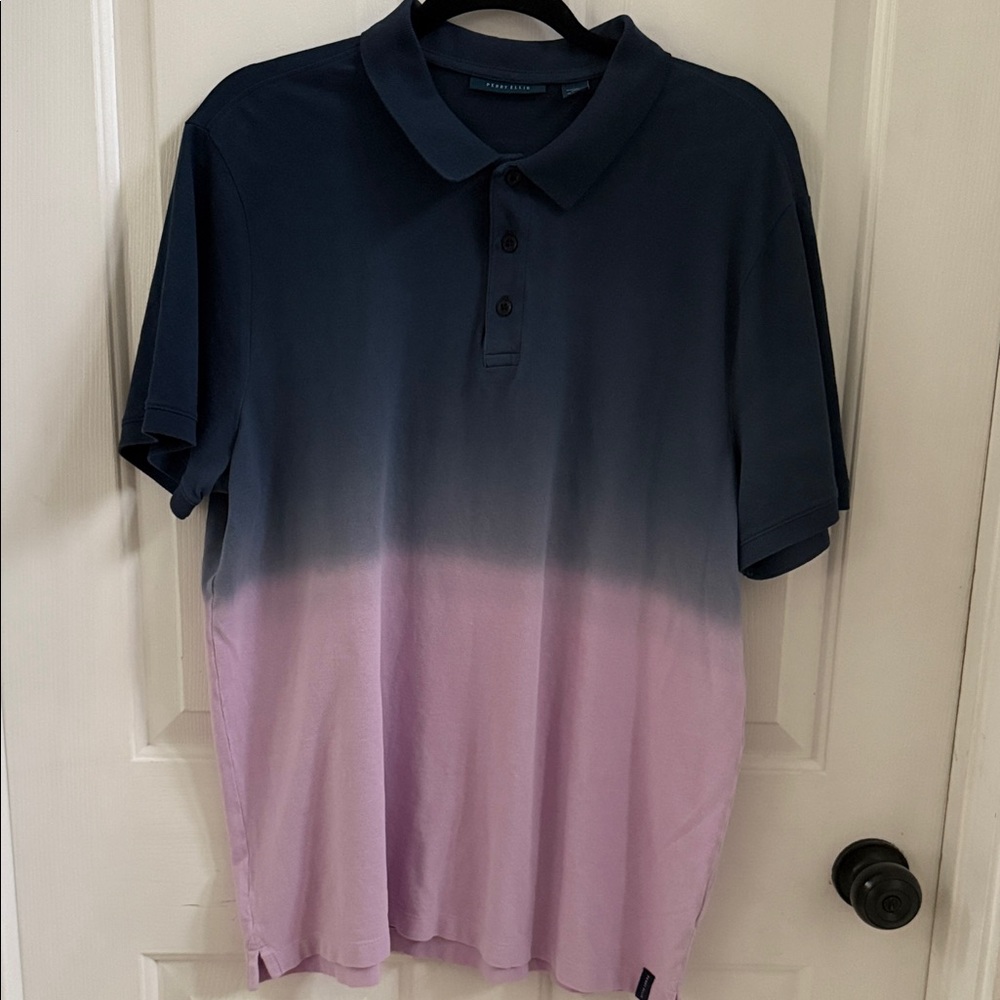Perry Ellis Navy and Lavender Gradient Polo